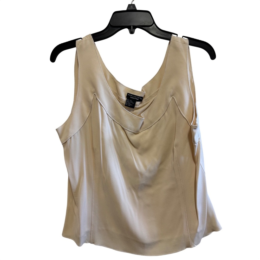Doncaster Collection Silk Blend Cowl Neck Tank Top Cream Ivory Sleeveless Blouse